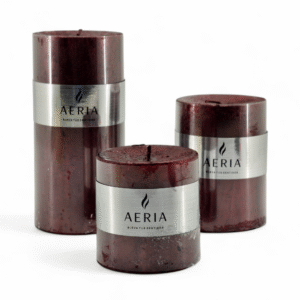 SET VELAS ROJA CON ADORNO PLATEADO 7.5CM, 10CM, 15CM