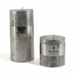 SET VELAS PLATEADA CON ADORNO PLATEADO 7.5CM, 15CM