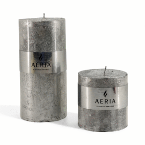 SET VELAS PLATEADA CON ADORNO PLATEADO 7.5CM, 15CM