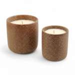 SET VELAS EN VASIJA DE CERAMICA PIEDRA AROMA VAINILLA