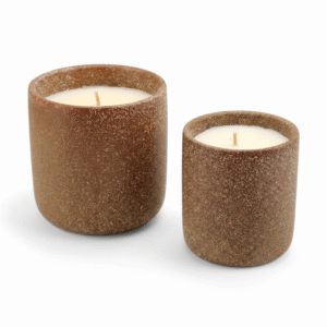 SET VELAS EN VASIJA DE CERAMICA PIEDRA AROMA VAINILLA