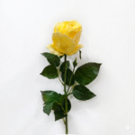 ROSA AMARILLA CON HOJITAS 68cm