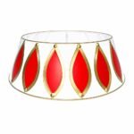 PIE DE ÁRBOL METÁLICO ROJO Y BLANCO CON DISEÑO DE LÁGRIMAS