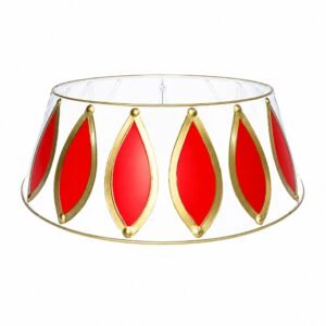 PIE DE ÁRBOL METÁLICO ROJO Y BLANCO CON DISEÑO DE LÁGRIMAS