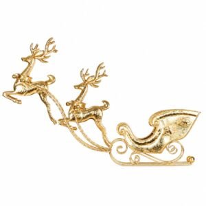 TRINEO DORADO CON 2 RENOS (57,8 CM)