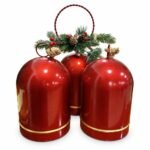 TRÍO DE CAMPANAS METÁLICAS COLGANTES ROJAS (90 CM)