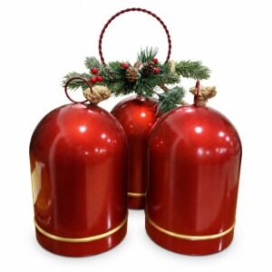 TRÍO DE CAMPANAS METÁLICAS COLGANTES ROJAS (90 CM)