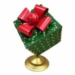 REGALO METÁLICO VERDE CON MOÑO ROJO (40,3 CM)
