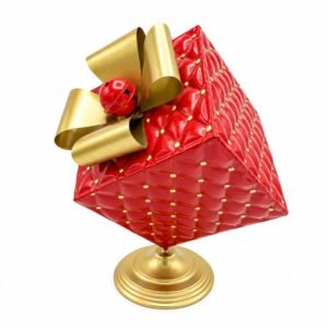 REGALO METÁLICO ROJO CON MOÑO DORADO (49,5 CM)