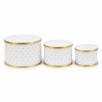 SET X3 TAMBORES BLANCOS CON BORDES DORADOS