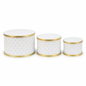 SET X3 TAMBORES BLANCOS CON BORDES DORADOS
