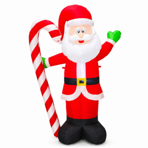 INFLABILE SANTA CON BASTON DE CARAMELO GIGANTE 182CM