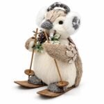 PINGÜINO ESQUIADOR CON OREJERAS NATURAL 21 CM