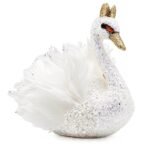 CISNE REAL PLUMAS BLANCO/DORADO 30*26*28 CM
