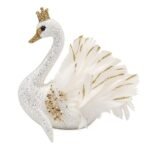 CISNE REAL PLUMAS BLANCO/DORADO 24*19*20 CM