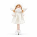 MUÑECA ÁNGEL DE PIE CON VESTIDO BLANCO Y GORRO 21*7*56 CM