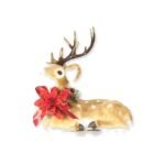 BAMBI SENTADO CON MOÑO ROJO 38 CM
