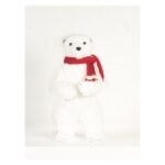 OSO POLAR DE PIE CON BUFANDA ROJA 42 CM