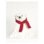 OSO POLAR SENTADO CON BUFANDA ROJA 34 CM