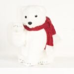 OSO POLAR SALUDANDO CON BUFANDA ROJA 28 CM