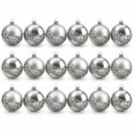 PACK X3 SET X 6 BOLAS 7 CM RAYAS ESCARCHADA PLATEADA