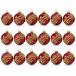 PACK X3 SET X 6 BOLAS 7 CM RAYAS ESCARCHADA VINO TINTO