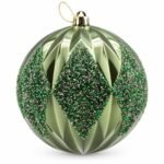BOLA DE 20cm VERDE BRILLANTE CON DECORACION