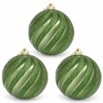 PACK X3 BOLA DE 15cm VERDE CON DECORACION BRILLANTE