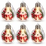 PACK X6 BOLA CON LUZ TRASPARTENTE DECORADA 8 CM