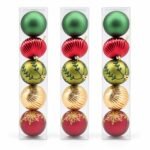 PACK X3 SET X 5 BOLAS SUETIDAS ROJO/VERDE/DORADO 8CM
