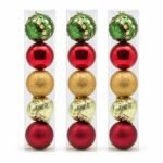 PACK X3 SET X 5 BOLAS VARIADAS ROJO/VERDE/DORADO 8CM