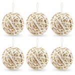 PACK X6 BOLA DECORATIVA EN RATAN BLANCO/DORADO 12CM