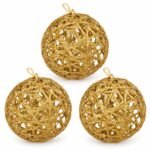 PACK X3 BOLA TEJIDA DORADA 20CM