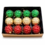 BOLA 8CM ROMBOS LINEAS DORADAS COLORES SURTIDOS SET X 12