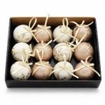 BOLA 8CM DECORADA CON COPO DE NIEVE DORADO SET X 12