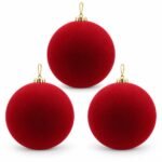 PACK X3 BOLA TERCIOPELO ROJO 15CM