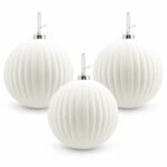 PACK X3 BOLA TERCIOPELO LINEAS VERTICALES BLANCA 15CM