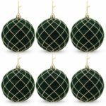 PACK X6 BOLA 10CM VERDE CON LINEAS CUADROS DORADAS
