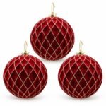 PACK X3 BOLA 15CM ROJO CON LINEAS CUADROS DORADAS