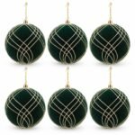 PACK X6 BOLA 10CM VERDE CON LINEAS CRUZADAS DORADAS