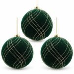 PACK X3 BOLA 15CM VERDE CON LINEAS CRUZADAS DORADAS
