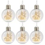 PACK X6 BOLA TRANS. ABIERTA 8CM CON DECORACION Y LUZ CALIDA
