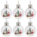 PACK X6 BOLA TRANSP. ABIERTA 8CM CON SANTA Y LUZ CALIDA