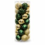 SET X 35 BOLAS SURTIDAS VERDES/DORADAS 8cm