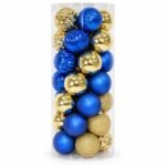 SET X 35 BOLAS MOTIVO B SURTIDAS DORADO/AZUL 8CM