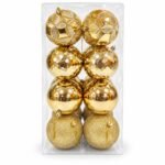 SET X 16 BOLAS MOTIVO SURTIDO A DORADO 10CM