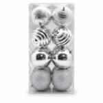 SET X 16 BOLAS MOTIVO SURTIDO B PLATEADO 10CM