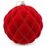 BOLA ROJA CON ROMBOS DORADOS 20cm