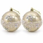 PACK X2 BOLA DORADA DECORADA CON PERLAS 12cm
