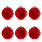 PACK X6 BOLA FORRADA TERCIOPELO ROJA 10cm